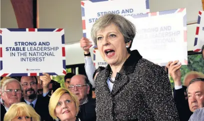  ?? REBECCA NADEN ?? Prime Minister Theresa May during her visit to Brackla Community Centre in Bridgend