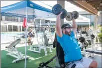  ??  ?? Steve Piazza of Lodi lifts weights at Twin Arbors Athletic Club in Lodi on Wednesday.