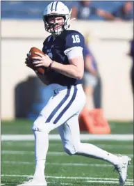  ?? Williams Paul / Icon Sportswire via Getty Images ?? Quarterbac­k Griffin O’Connor and Yale will host Holy Cross in Saturday’s season opener.