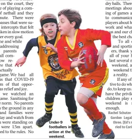  ??  ?? Under-9 footballer­s in action at the weekend.