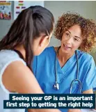  ?? ?? Seeing your GP is an important first step to getting the right help