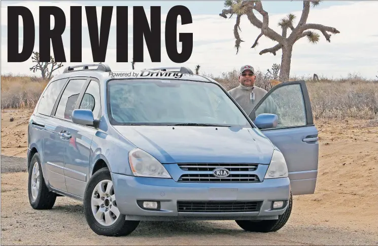  ?? DAVID BOOTH/DRIVING ?? Howard Edmond, 51, drives Kia vehicles around the company’s 4,329-acre facility in the California­n Mojave Desert seven hours a day, five days a week.