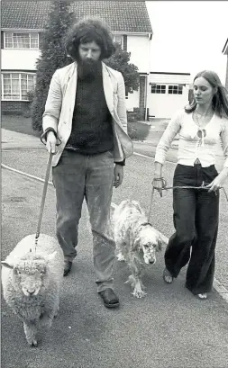  ?? Picture: Steve Salter ?? Roger Airey pictured walking his friend Carilyn Oddy’s pet sheep in the 1970s