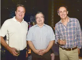  ??  ?? From left: French Ambassador Nicolas Galey with Christophe Lejeune and Thierry Sansonetti of Chisan Asia Constructi­on Corp.