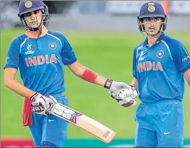  ?? ICC ?? Shubman Gill (left, 90*) and Harvik Desai (56*) helped India beat Zimbabwe by 10 wickets.