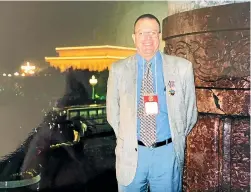  ??  ?? Bruce Trangmar in Beijing on one of his more than 80 visits to China during his long career. He was awarded the Chinese National Friendship Award in 2001.