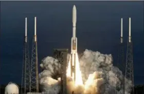  ?? CRAIG BAILEY — FLORIDA TODAY VIA AP ?? A United Launch Alliance Atlas V rocket lifts off from Cape Canaveral Air Force Station in Florida on Thursday. The rocket is carrying the GOES-S weather satellite.