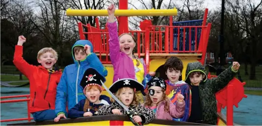  ??  ?? Youngsters enjoy the new-look Pirate Ship in Victoria Park