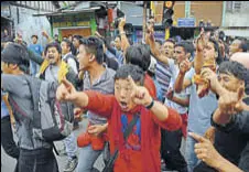  ?? AFP ?? GJM supporters take out a rally in Darjeeling on Sunday.