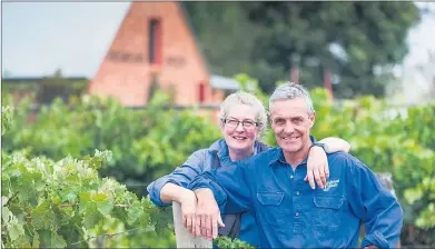  ??  ?? PROMISING RESULTS: Grampians Estate winery owners Sarah and Tom Guthrie are confident of a bumper harvest in wine grapes this year.