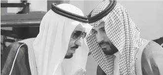  ??  ?? King Salman and Crown Prince Mohammed bin Salman of Saudi Arabia