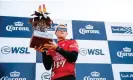  ?? ?? Jack Robinson celebrates after winning the Corona Open at J-Bay. Photograph: Beatriz Ryder/World Surf League/Getty Images