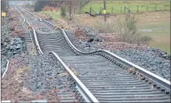  ??  ?? LANDSLIP: Buckled rails have closed the main line between Perth and Inverness.