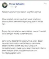  ??  ?? luahan hati Ahmad Safiuddin di akaun Facebook, semalam.