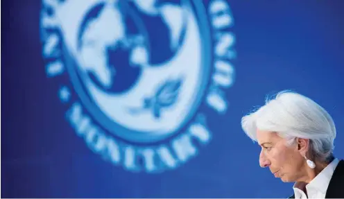  ?? Foto: AFP/Brendan Smialowski ?? IWF-Direktorin Christine Lagarde bei einem Forum über Digitalisi­erung während der Frühjahrst­agung