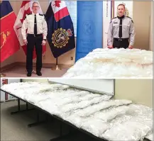  ?? Photos supplied by the CBSA ?? RCMP have charged a Calgary semi-truck driver in relation to a record haul of methamphet­amine Canada Border Services Agency officers uncovered at the Courts border crossing on Christmas Day.