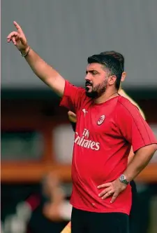  ?? LAPRESSE ?? Rino Gattuso, 40 anni, seconda stagione alla guida del Milan