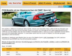  ??  ?? Hilfe beim ADAC: Eine ständig aktualisie­rte Positivlis­te zeigt nur diejenigen lieferbare­n Autos an, die die neuen Abgasnorme­n Euro 6d-temp und 6d schon erfüllen.