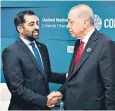  ?? ?? Humza Yousaf and Recep Tayyip Erdogan meet at the Cop28 summit in Dubai