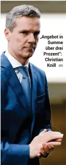  ??  ?? „Angebot in Summe über drei Prozent“: Christian Knill APA