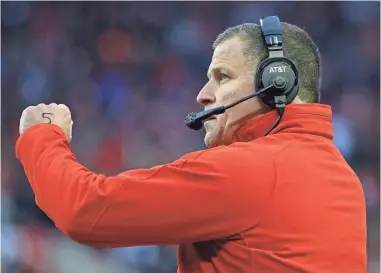  ??  ?? Ohio State defensive coordinato­r Greg Schiano had a great run at Rutgers, but Tennessee fans don’t like the idea of him as their coach. AARON DOSTER/USA TODAY SPORTS