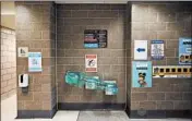  ?? ANTONIO PEREZ/CHICAGO TRIBUNE ?? Drinking fountains are closed in a hallway at Ellington Elementary School in Chicago on Jan. 22.