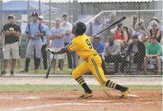  ?? JOHN WHITTLE VIA AP ?? Canes player Xavier Edwards bats against DRB Elite during the World Wood Bat Associatio­n championsh­ips Oct. 21 in Jupiter, Fla. A bona fide switch-hitter, the Florida native is among just six on MLB.com’s list of top 100 prospects for the amateur draft...