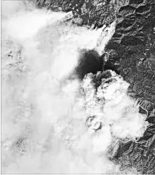  ?? PLANET LABS NYT ?? A handout image shows the Camp Fire, in California, as seen by a component of the Planet Labs fleet of satellites.