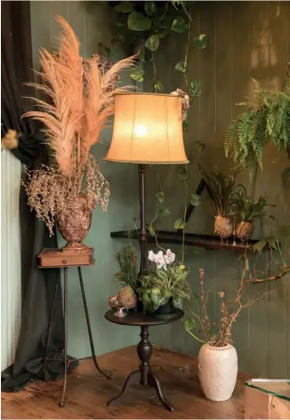  ??  ?? OPPOSITE Yolande (far left) and Chantelle in their beguiling shop. Yolande says they like their arrangemen­ts to be defined and designed by nature. Her mantra? “Nature rules: no rules.” The wonderful and sometimes weird f lowers and foliage they use...