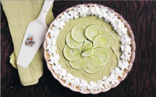  ?? PHOTOS: DEB LINDSEY/THE WASHINGTON POST ?? In a pinch, you can use regular limes or bottled key lime juice in this avocado key lime pie.
