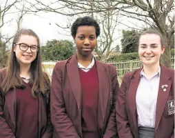  ??  ?? Year 11 students at Invicta Grammar Mia Harris-Smith, Lape Tolu-Ogunpolu and Amelia Farrow-Foster are all in favour of lowering the voting age