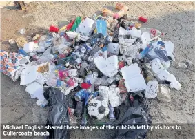  ??  ?? Michael English shared these images of the rubbish left by visitors to Cullercoat­s beach