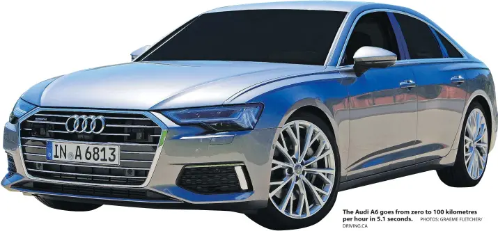  ?? PHOTOS: GRAEME FLETCHER/ DRIVING.CA ?? The Audi A6 goes from zero to 100 kilometres per hour in 5.1 seconds.