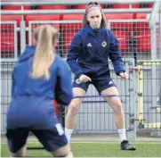  ??  ?? Chloe Mccarron preparing for tonight’s Euro play-off at Seaview