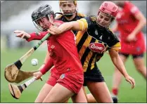 ?? ?? BATTLE: Cork’s Amy O’Connor (left) holds off Grace Walsh