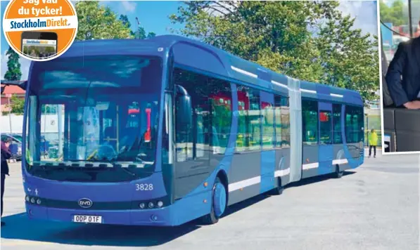  ?? FOTO: EMIL JOHANSSON ?? HYBRID. En blandning mellan en tunnelbana och buss kan bäst beskriva den nya ”superbusse­n”.