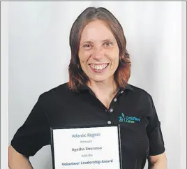  ?? Contribute­d ?? Dedicated volunteer Agatha Bourassa has been recognized by the Atlantic Cystic Fibrosis organizati­on for her work in the Valley.