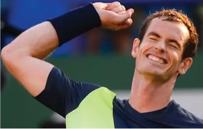  ??  ?? Relief: Andy Murray punches the air yesterday after storming to his first win in a year