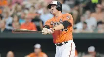  ?? GAIL BURTON/THE ASSOCIATED PRESS ?? Mark Trumbo of the Baltimore Orioles has slumped since the all-star game with just eight hits in 48 at-bats and two homers. Trumbo’s struggles have mirrored those of the Orioles.