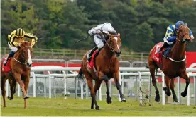  ??  ?? Japan (centre, Ryan Moore) beats Trueshan (right) in the Group Three Ormonde Stakes at Chester to give Aidan O’Brien some cause for cheer. Photograph: Steven Cargill/racingfoto­s.com/Shuttersto­ck