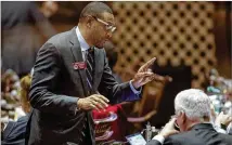  ??  ?? Rep. Vernon Jones, D-Lithonia, accuses the DeKalb County ethics officer of being judge, jury and executione­r regarding complaints filed against elected officials.