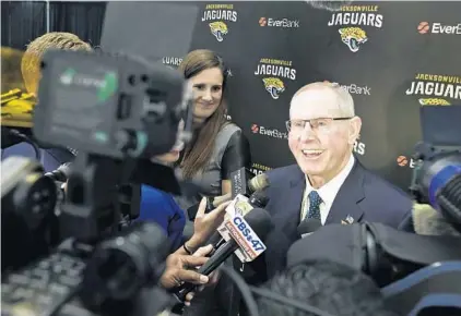  ?? BOB SELF/ASSOCIATED PRESS ?? Super Bowl winner Tom Coughlin returns to Jacksonvil­le as executive vice president of football operations, tasked with reassembli­ng, along with coach Doug Marrone, the wreckage of a franchise mired mostly in mediocrity (or worse) since he led the...