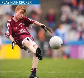  ??  ?? James Carney, Highpark NS, Dromard representi­ng Galway, during the INTO Cumann na mBunscol GAA Respect Exhibition Go Games at the GAA Football All-Ireland Senior Championsh­ip Semi Final match between Dublin and Galway at Croke Park. Pic: Stephen McCarthy/Sportsfile.