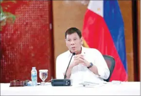  ?? AFP ?? Philippine President Rodrigo Duterte said the country had no choice but to abide by a supposed joint exploratio­n deal with Beijing to avoid conflict.