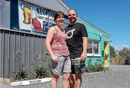  ?? PIPPA BROWN/STUFF ?? This year Emporium Brewing owners Paul and Laura Finney are holding the Kaiko¯ura boutique Kegkoura craft beer festival at their brewery on Beach Rd. Laura Finney