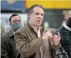  ?? Picture:SETH WENIG/REUTERS ?? ANOTHER SCANDAL: New York Governor Andrew Cuomo during a news conference at a vaccinatio­n site in Brooklyn, New York