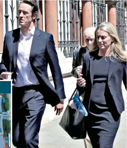  ?? ?? Legal action: Jay and Hannah Stirrett outside court yesterday. They say they’re victims of a ‘land grab’