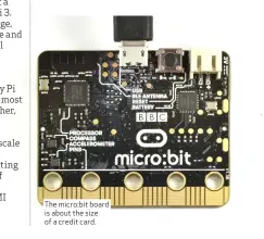  ??  ?? The micro:bit board is about the size of a credit card.