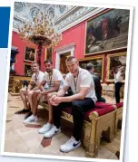  ??  ?? ARTY: Henderson, Loftus-Cheek and Dier at Russia’s the Hermitage