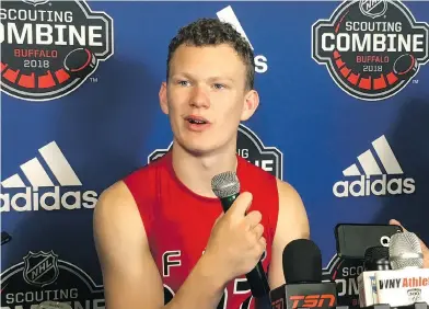  ?? JOHN WAWROW FILES ?? Brady Tkachuk was selected fourth overall by the Senators at the June NHL entry draft.